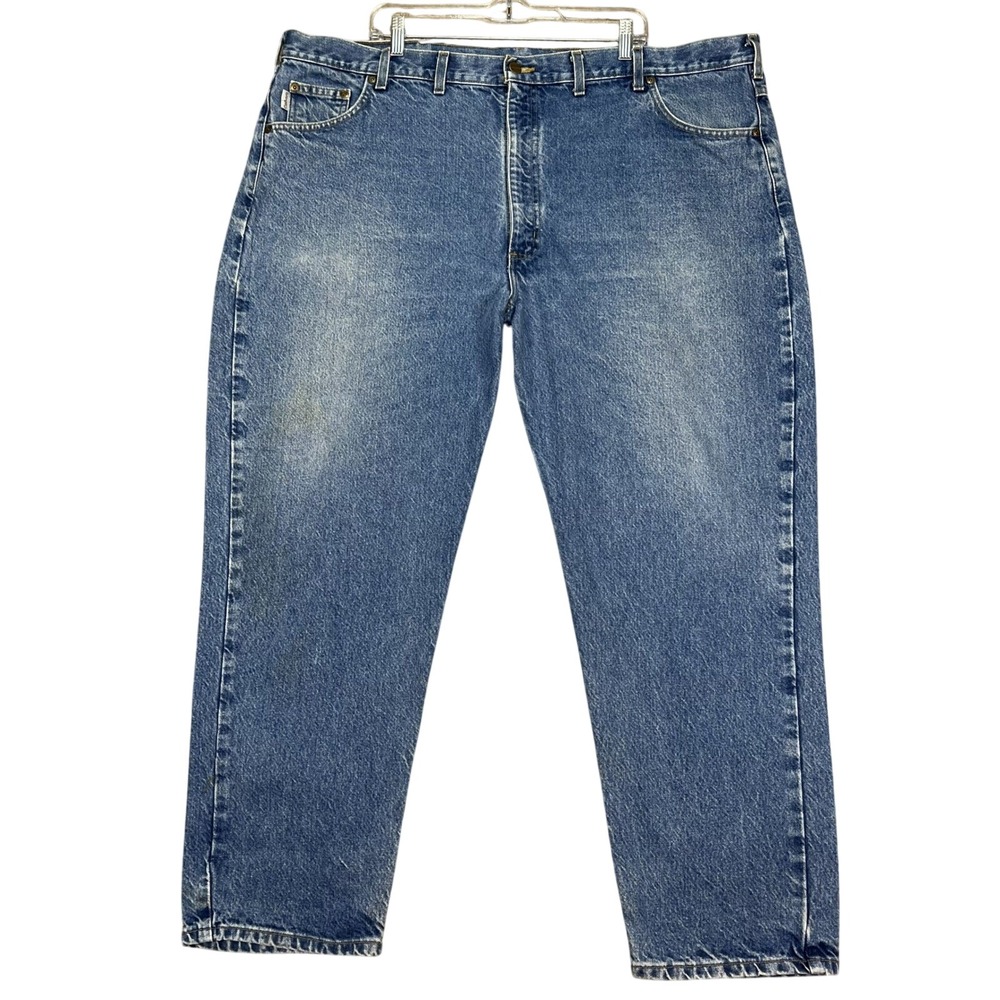 Carhartt Jeans Men 48x30 Medium Wash Denim Straight Leg 5 Pocket Relaxed Fit EUC
